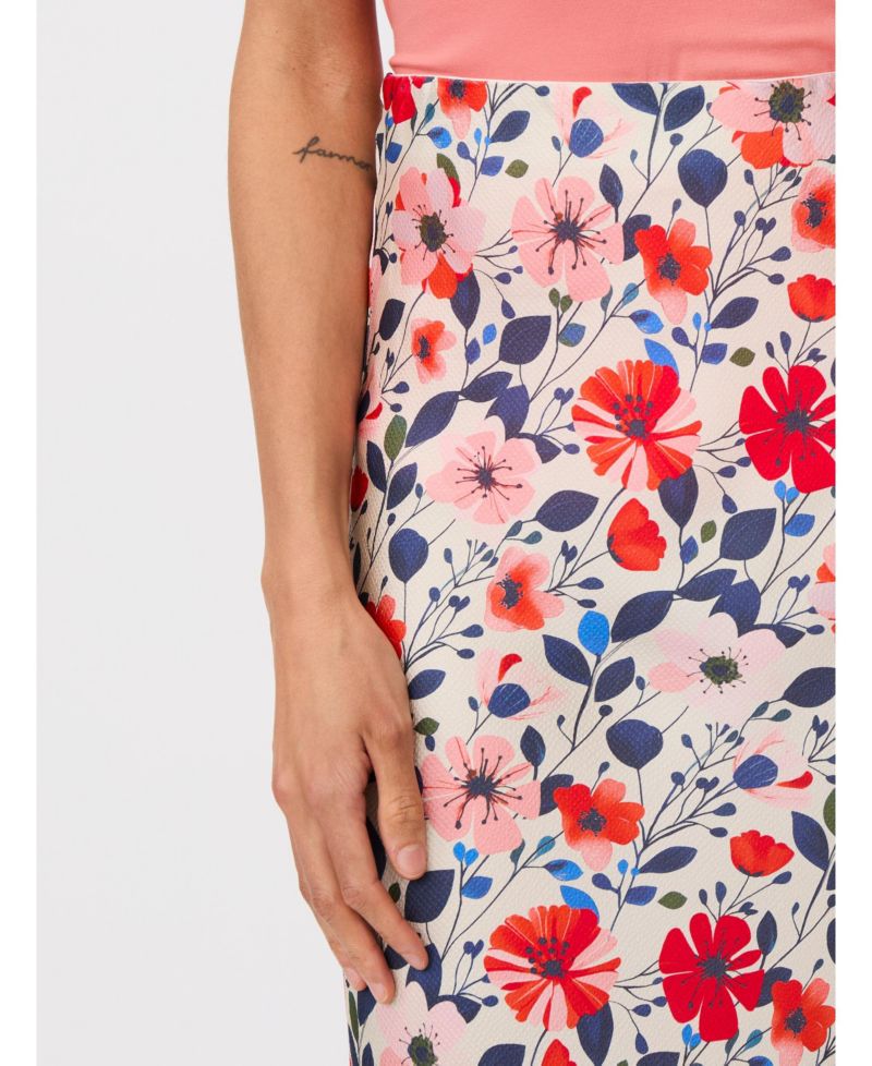 Women's High-Waist Floral Midi Skirt