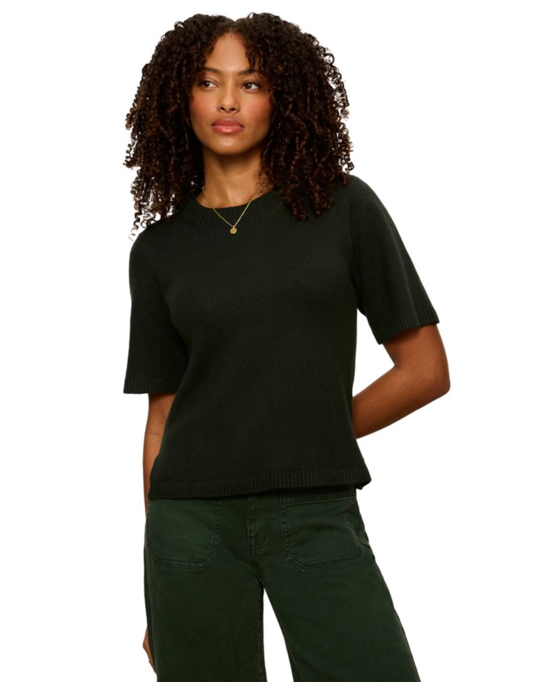 Petite Short-Sleeve Crewneck Sweater