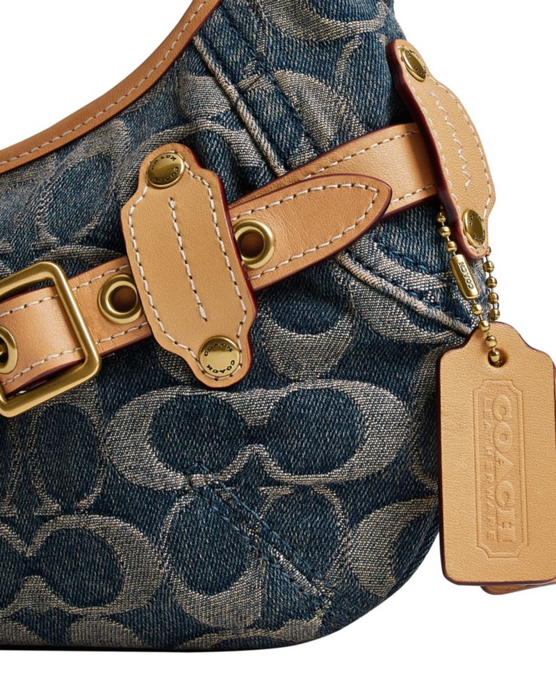 Belted Ergo Small Signature Denim Shoulder Handbag 26