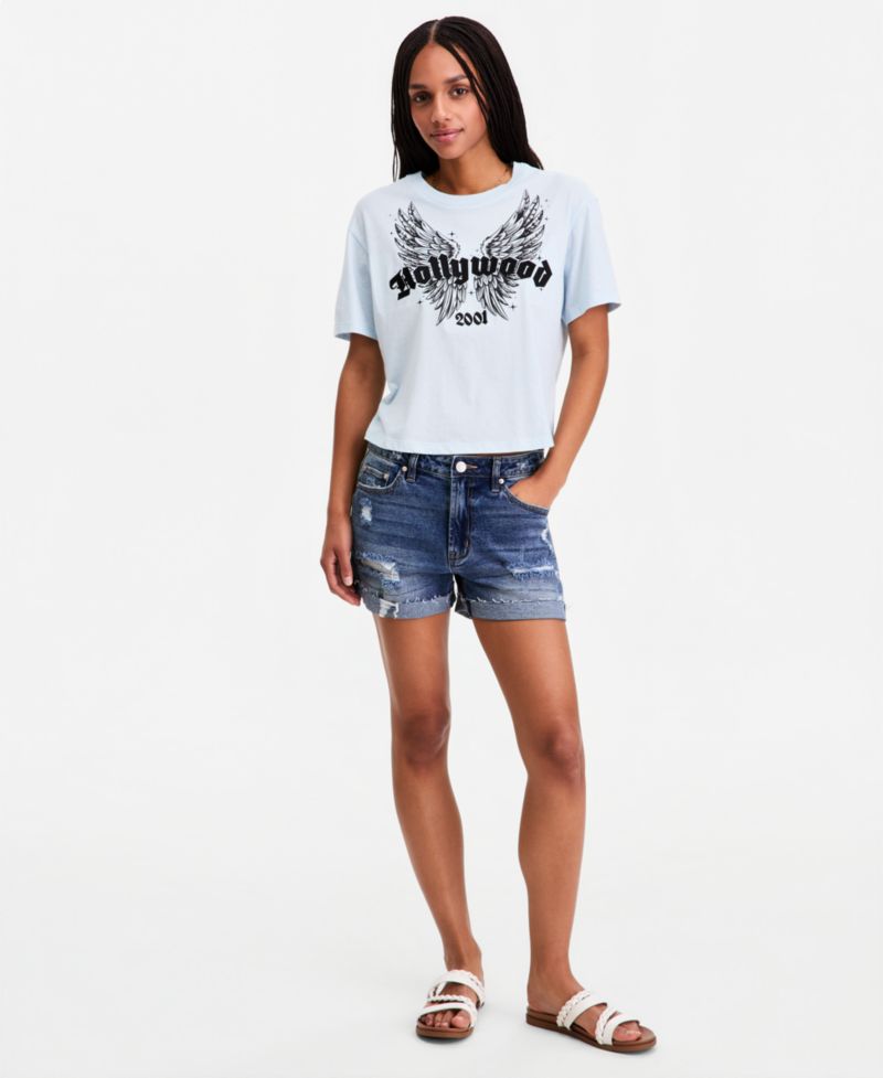Juniors' Hollywood Wings Graphic Crop Tee