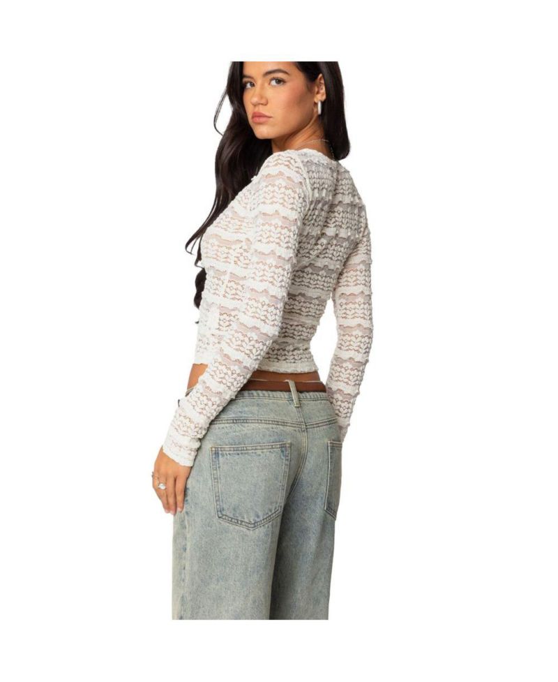 Women's Daisey Textured Sheer Lace Top