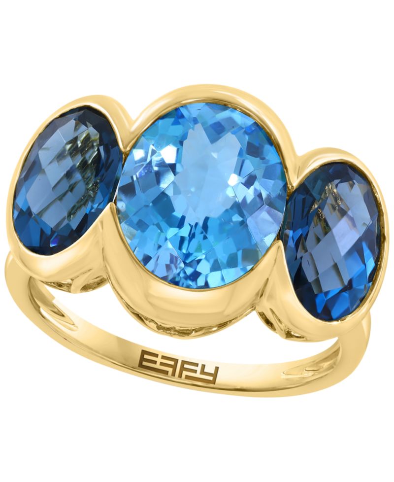 Blue Topaz (4-1/3 ct. t.w.) and London Blue Topaz Ring (3-3/8 ct. t.w.) in 14k Yellow Gold Over Silver
