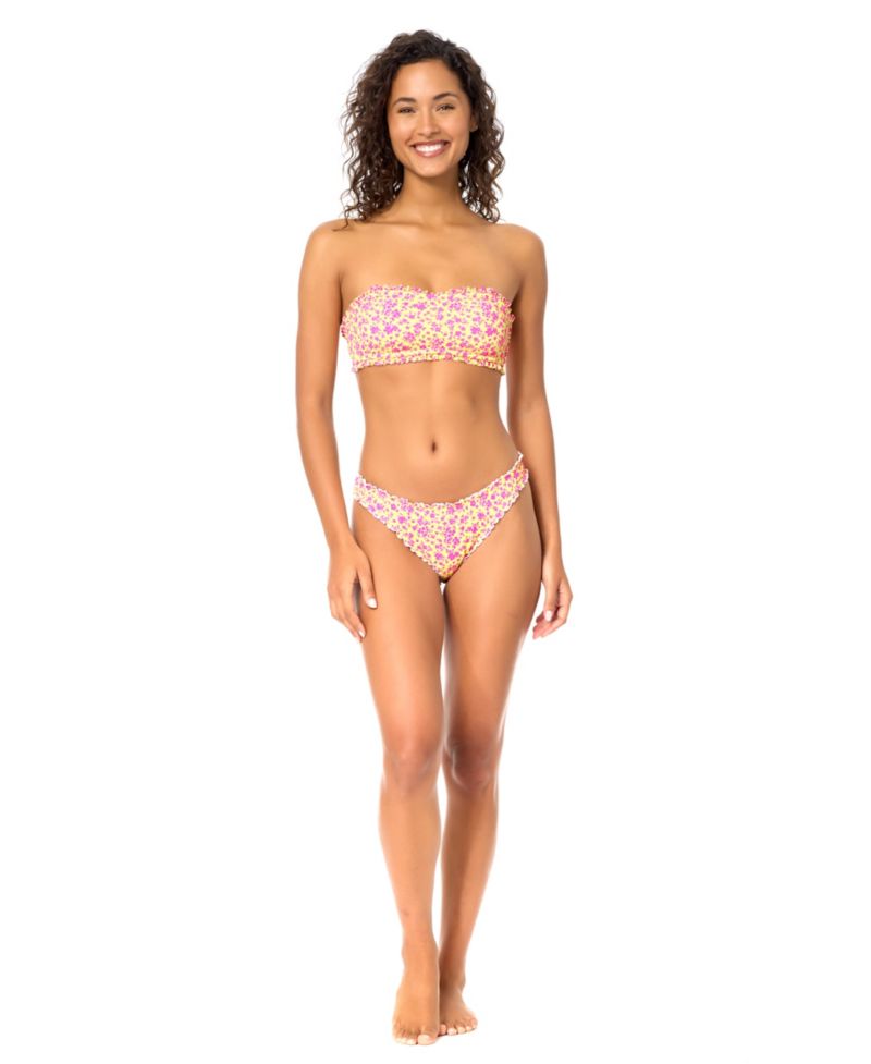 Women's Bandeau Neck Printed Swim Bikini Top and Eli Printed Pull-On Swim Bottoms
