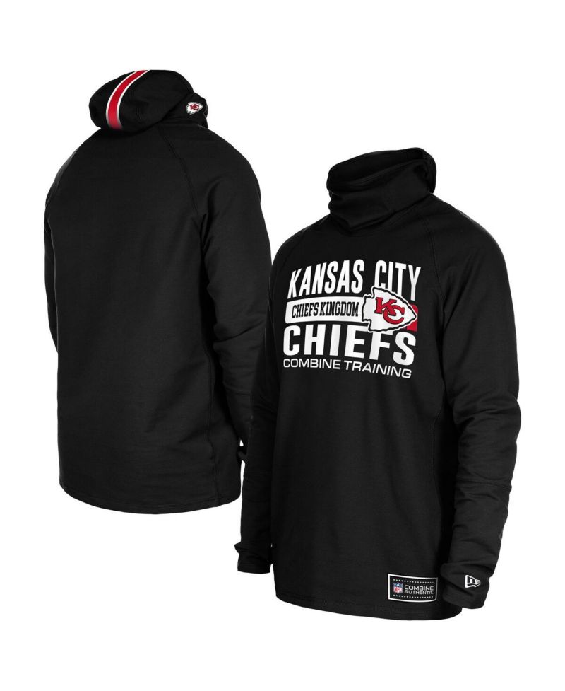 Men's Black Kansas City Chiefs Functional Fandom Balaclava Helmet Stripe Tri-Blend Hoodie