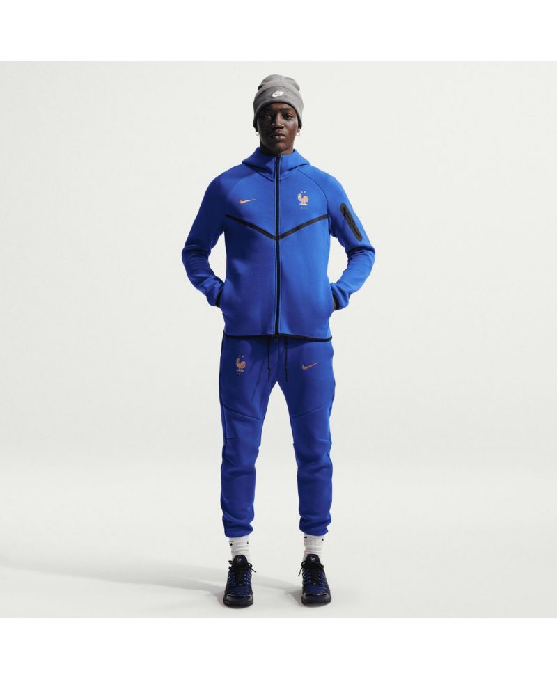 Men's Blue France National Team 2026 Tech Fleece Windrunner Raglan Full-Zip Hoodie