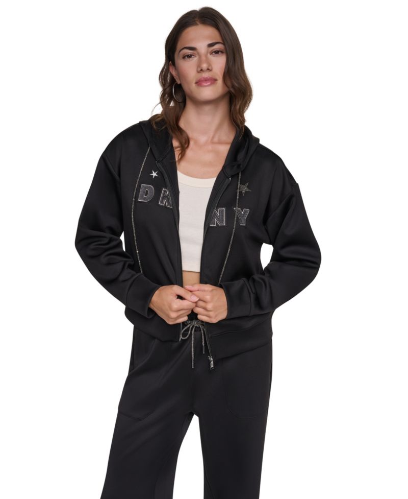 Women's Pins and Patches Full-Zip Hoodie Sweatshirt