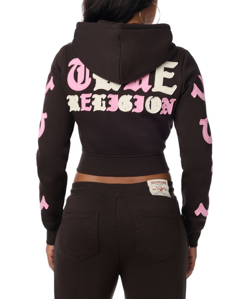 Women's Graphic Cropped Full Zip Hoodie