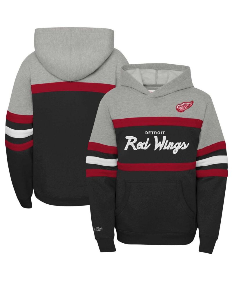 Big Boys and Girls Black/Gray Detroit Red Wings Head Coach Pullover Hoodie