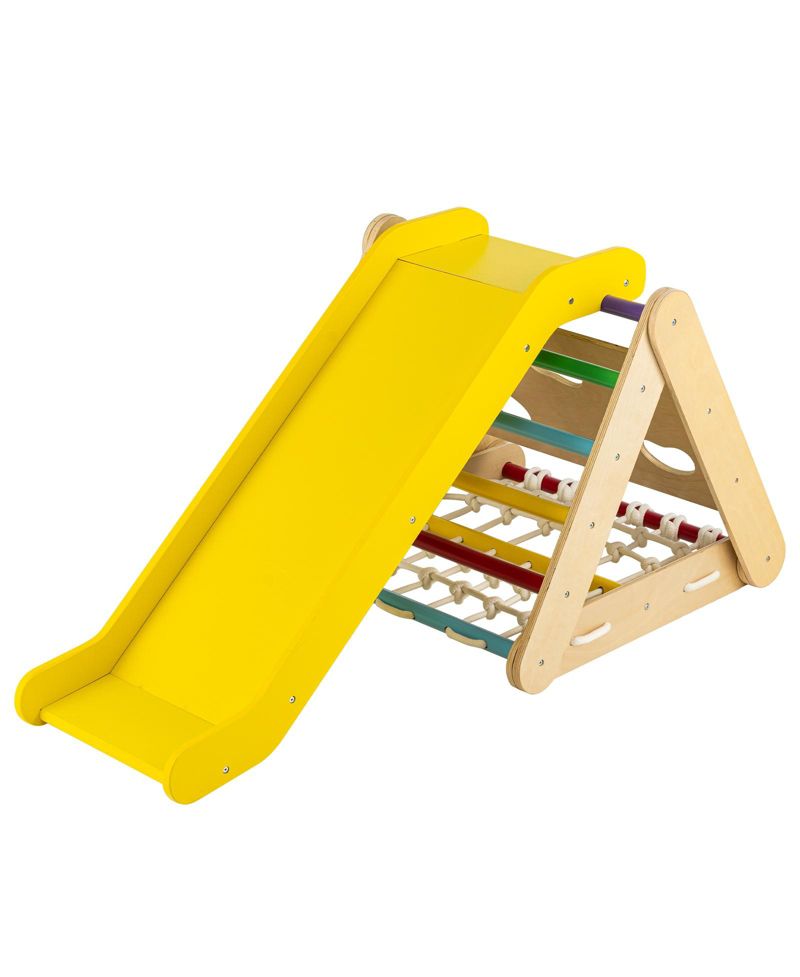 3-Side Triangle Climber with Sliding Board and Climbing Net