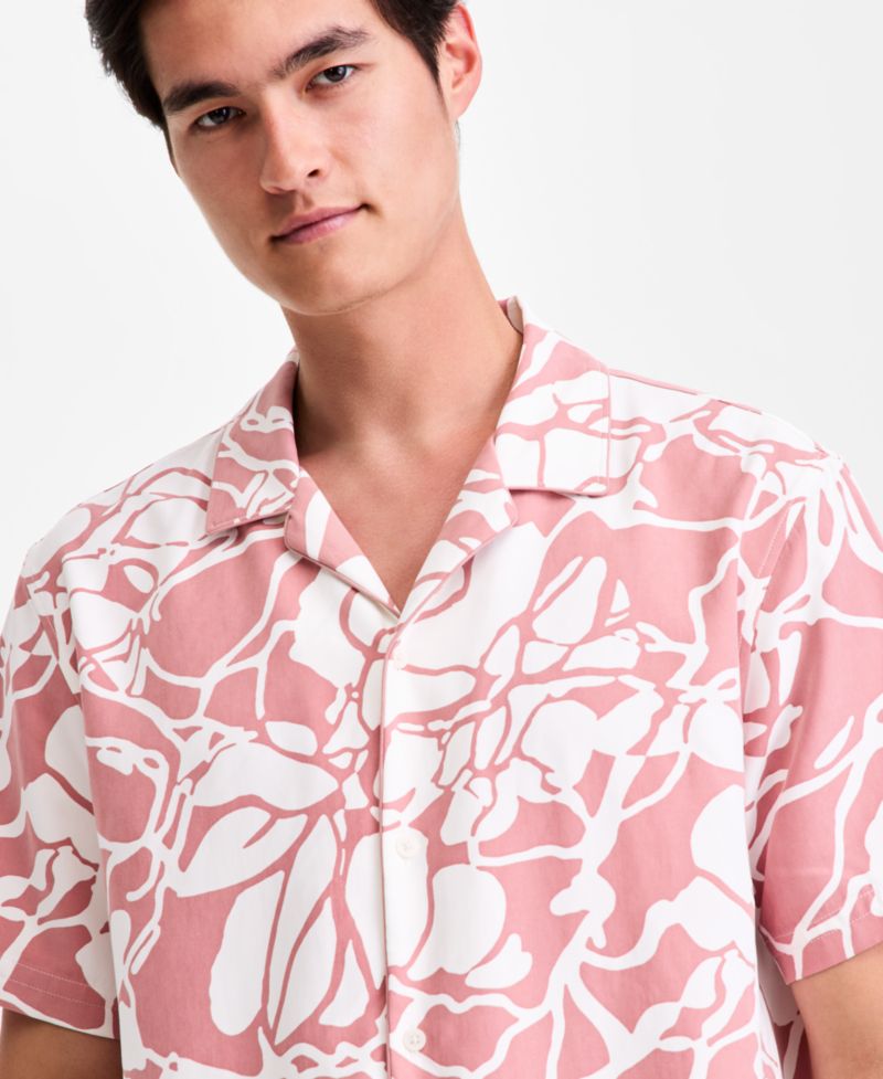 Men's Short-Sleeve Paperweight Floral Shirt, Macy's Exclusive