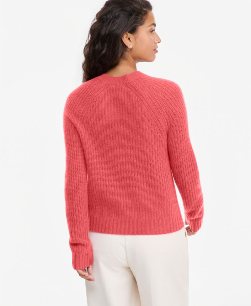 Plus Size 100% Cashmere Shaker Stitch Crewneck Sweater