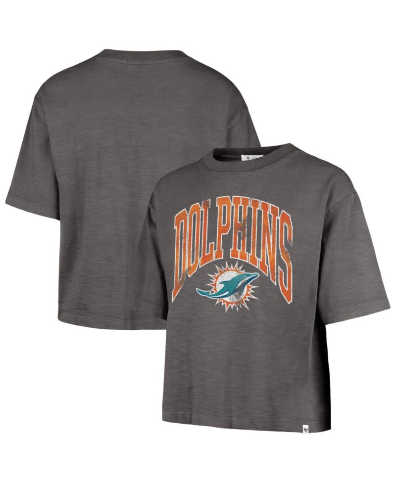 Women's '47 Charcoal Miami Dolphins Cropped Mindi Slub T-Shirt