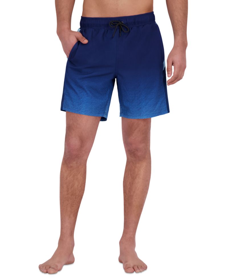 Men's Ombre Printed Color-Block 7" Volley Swimsuit