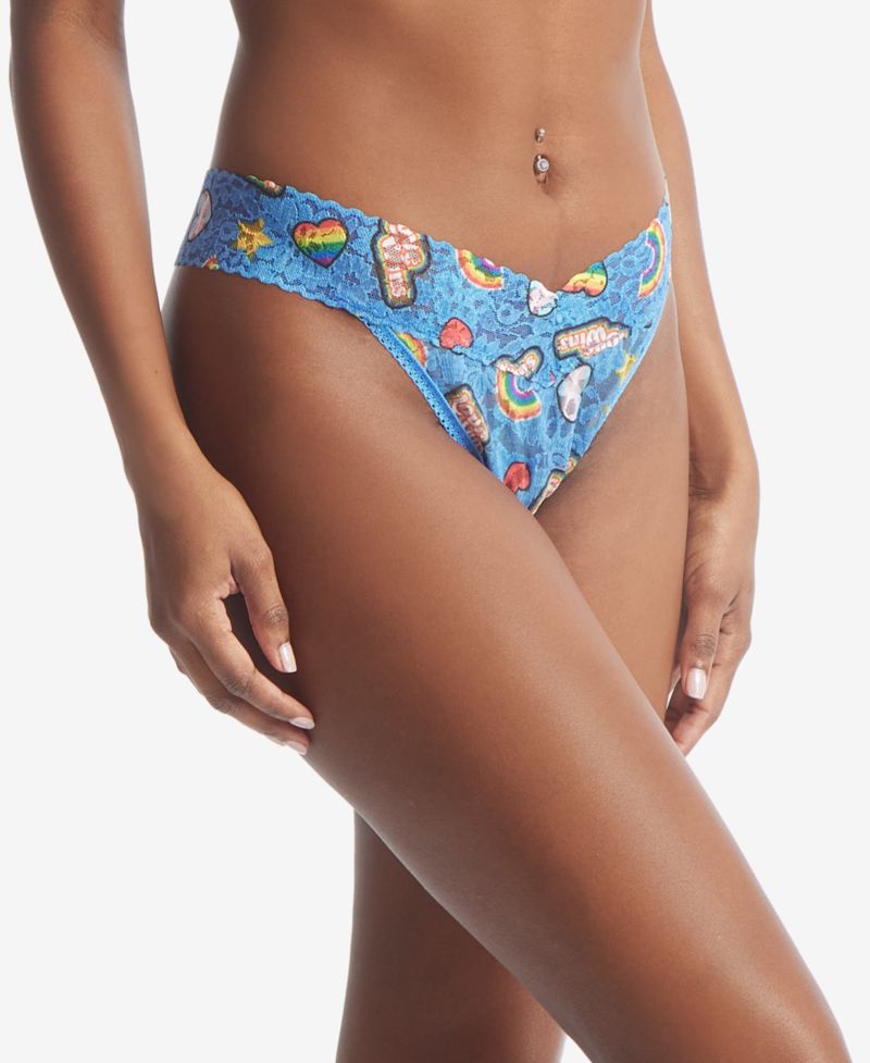 Women's Printed Daily Lace Original Rise Thong Underwear