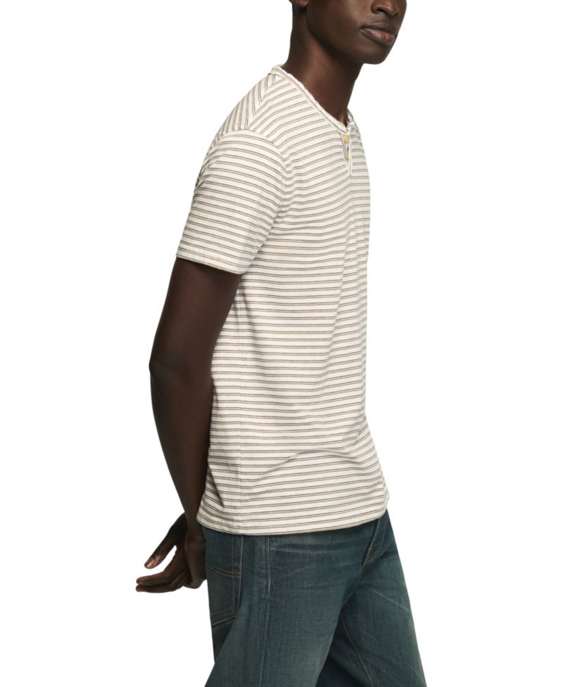 Men's Striped Venice Burnout Notch Neck T-Shirt