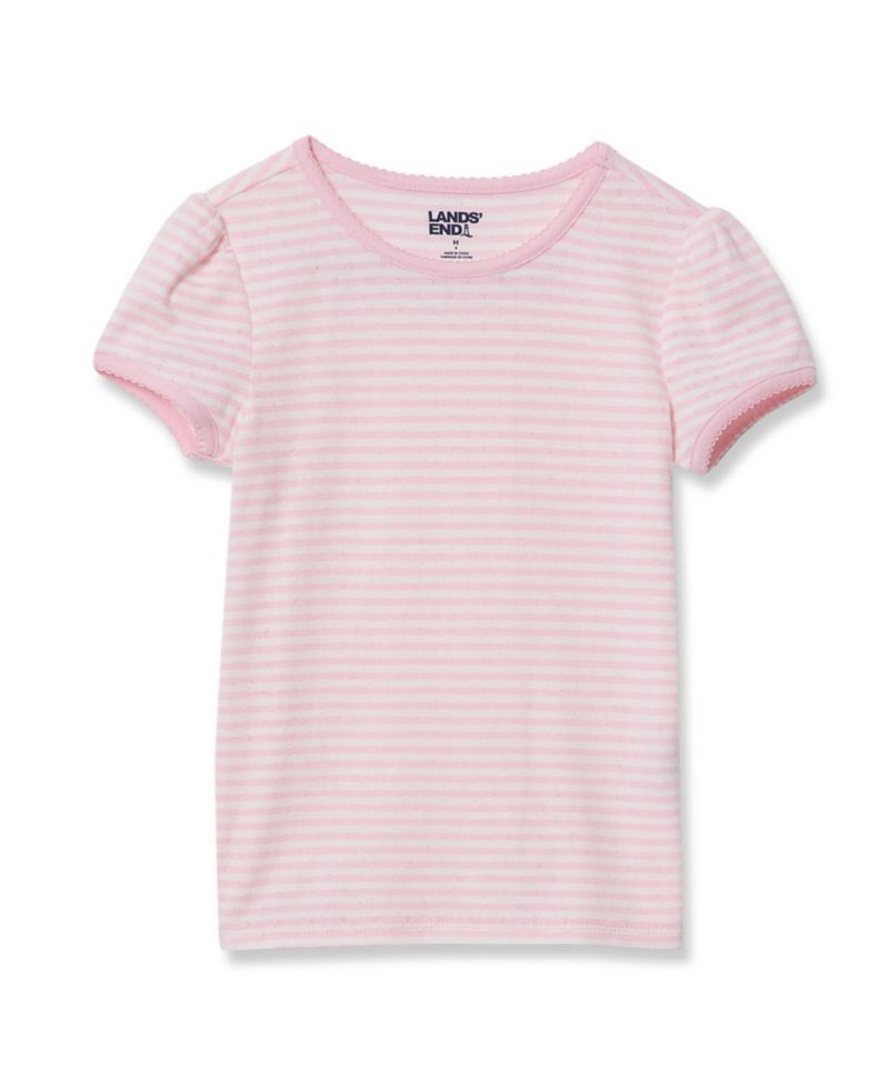 Girls Short Sleeve Pointelle Knit Tee