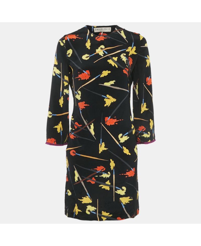 Women's Brush Print Silk Mini Dress