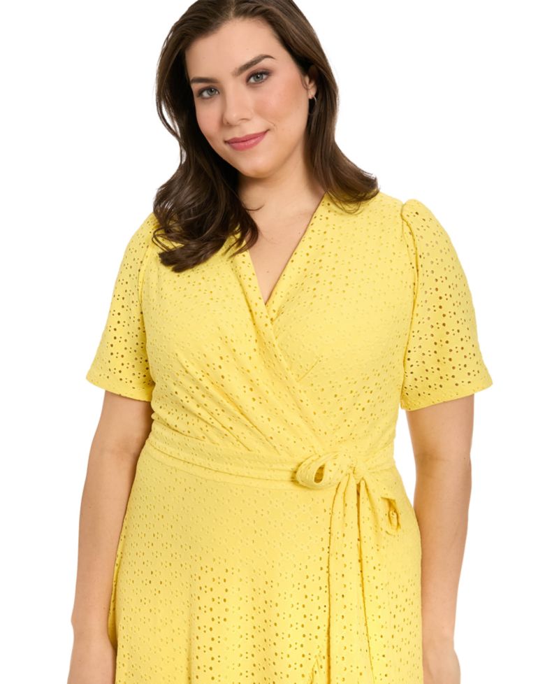 Plus Size Eyelet Wrap Dress