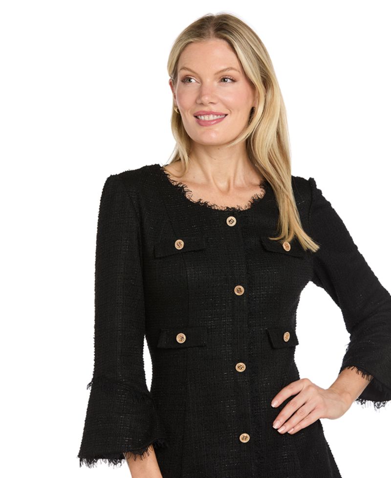 Women's Sophia Christina Bell-Sleeve Tweed Fit & Flare Dress