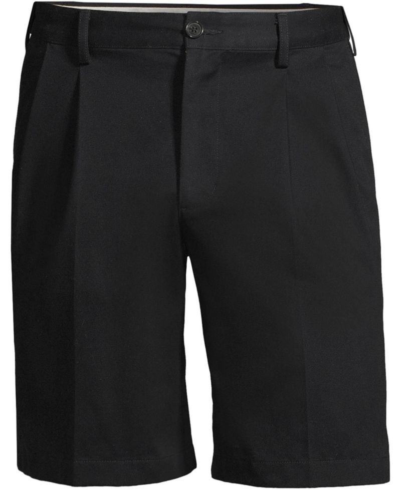Men's No Iron 9" Comfort Waist Pleated Front Chino Short