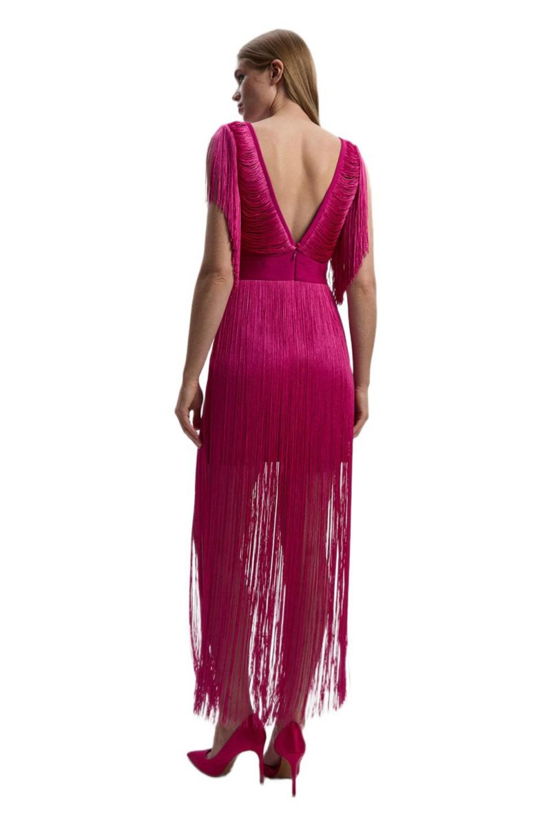 Women's Maxi Draped Fringe Knitted Mini Dress