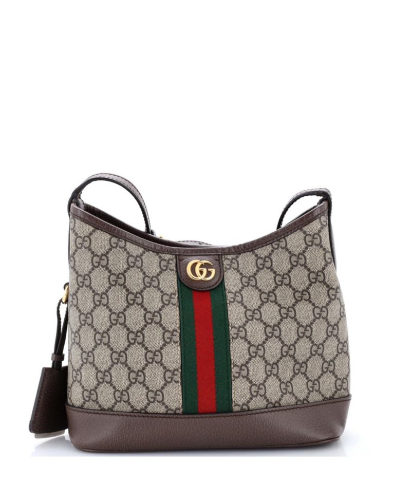 Small Ophidia Open Bucket Bag GG Coated Canvas with Leather