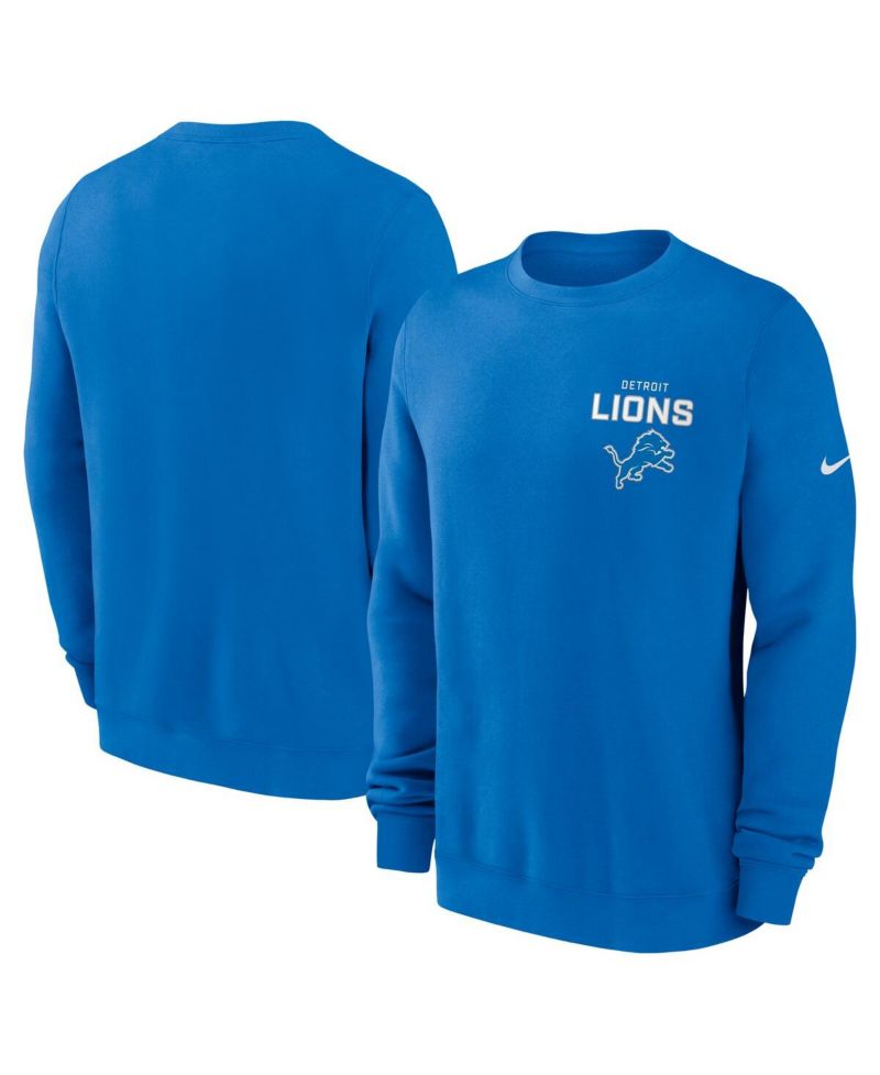 Men's Blue Detroit Lions Primetime Club Fleece Pullover Sweatshirt