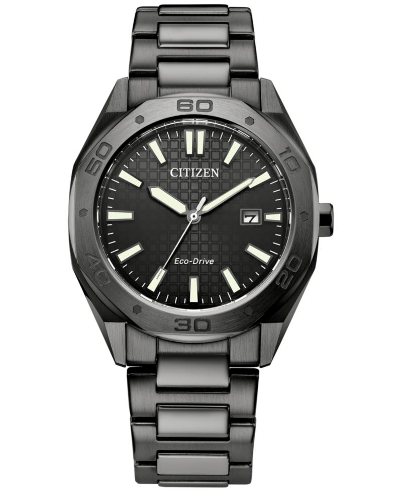 Eco-Drive Men's Weekender Gray-Tone Stainless Steel Bracelet Watch 41mm