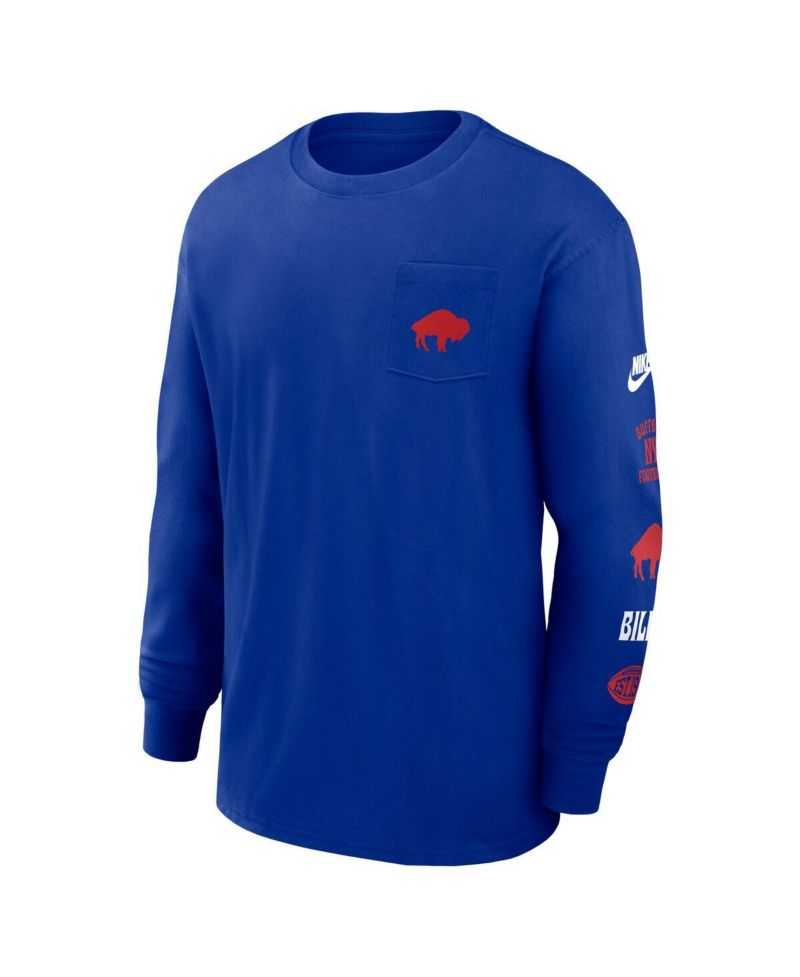 Men's Royal Buffalo Bills Rewind Heavy Max 9 Pocket Long Sleeve T-Shirt