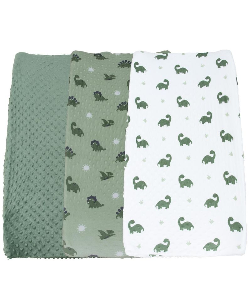 Changing Pad Cover for Baby Boys, Green Dino Minky
