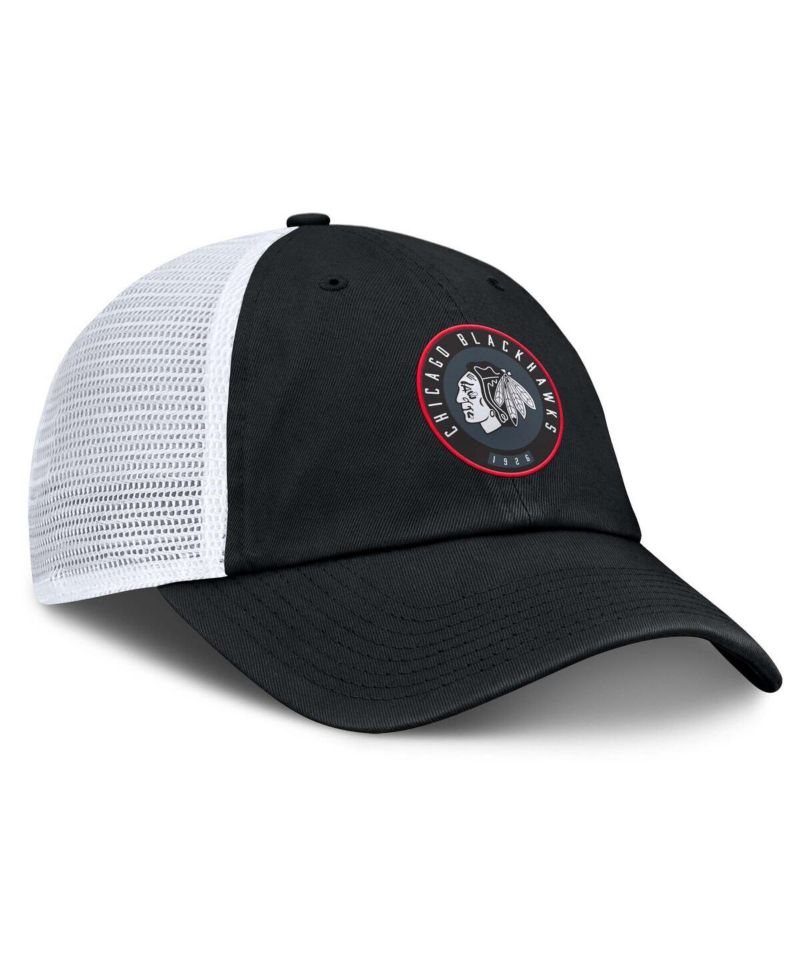 Men's Black/White Chicago Blackhawks Averie Trucker Adjustable Hat