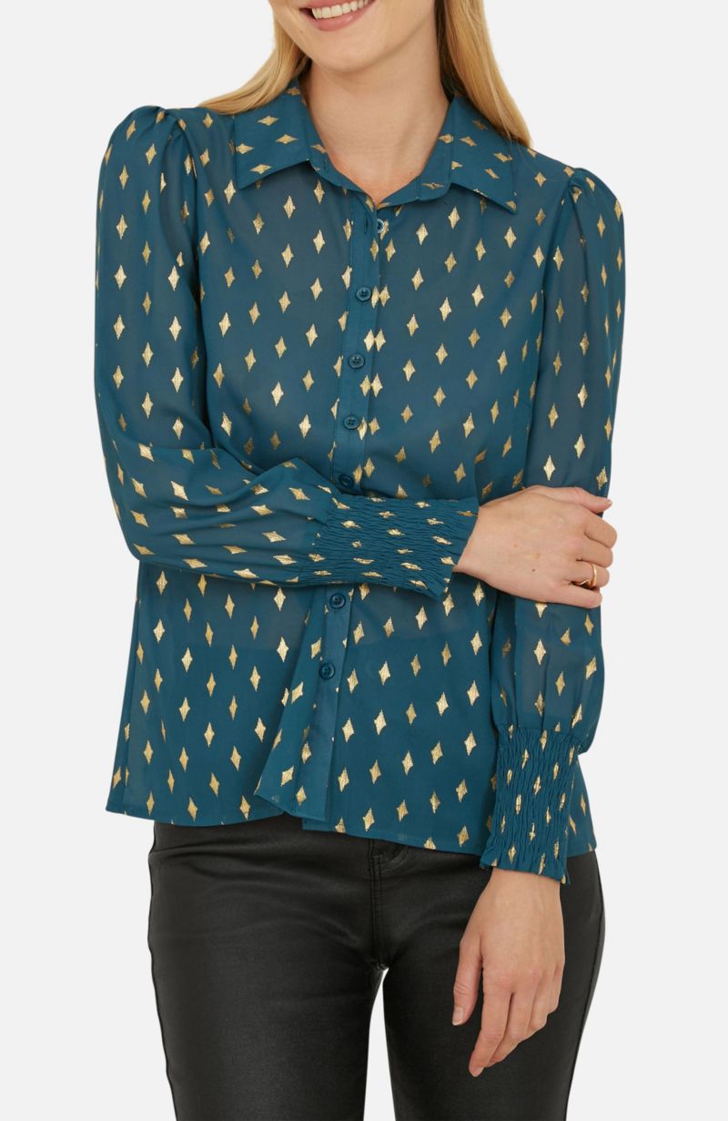 Women's Diamond Foil Print Blouse