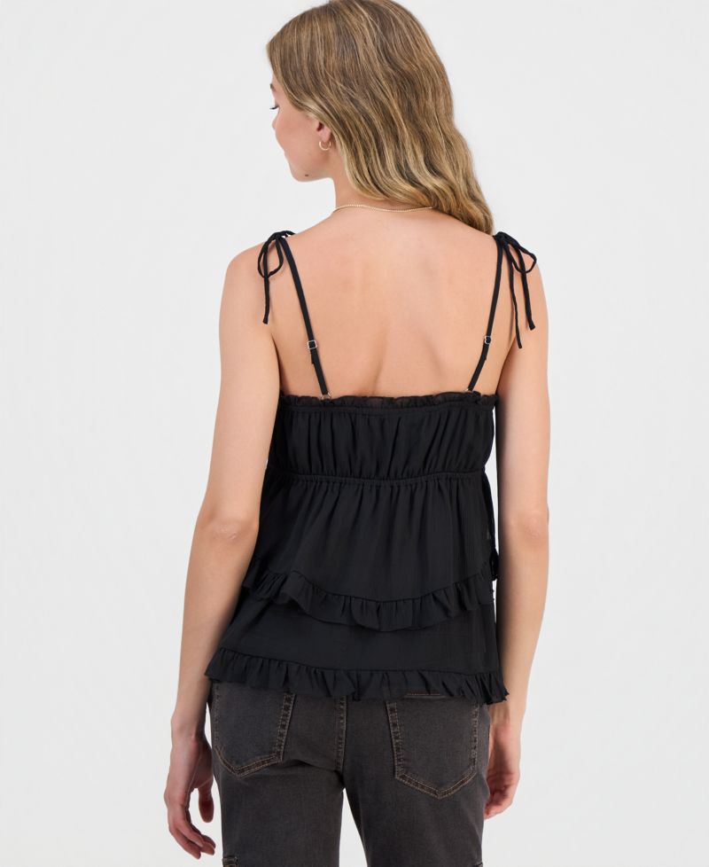 Juniors' Studded Tiered Babydoll Tank