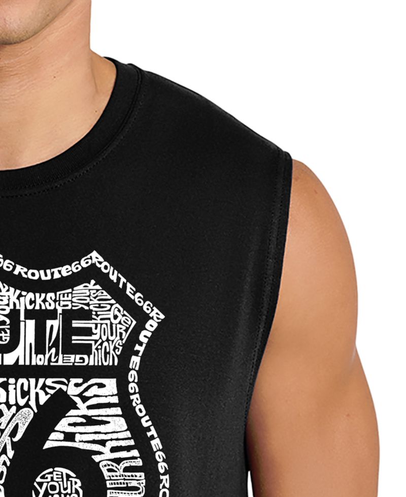 Men's Route 66 Vintage Highway Shield Word Art Graphic Tank Top