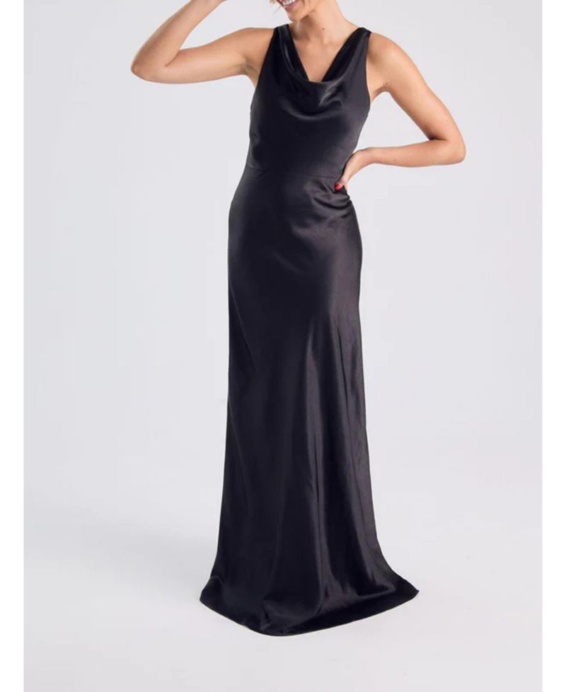 Women's Chiffon Bandeau Satin Maxi Dress