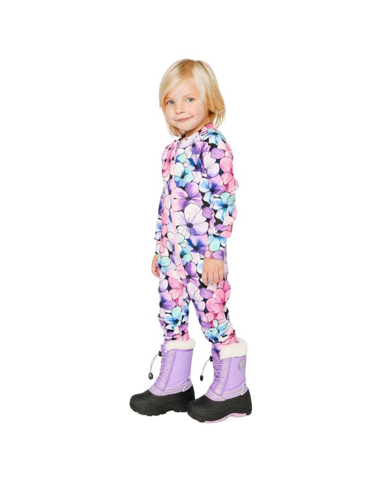 Little and Big Girl ( size 6 to 12 ) One Piece Thermal Underwear Floral PrintG