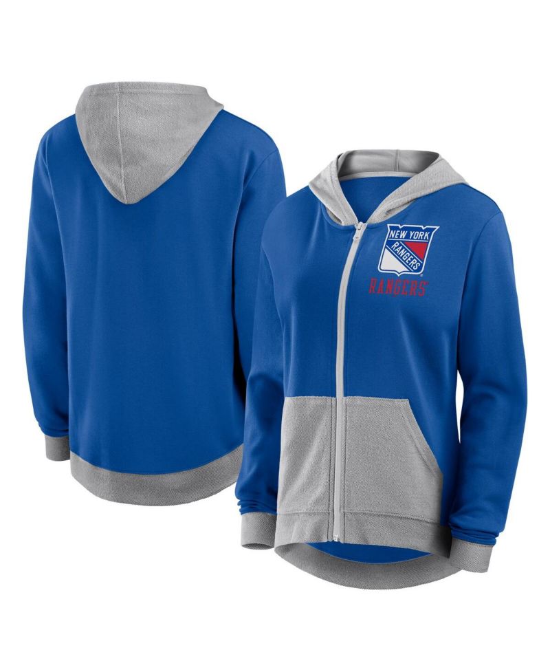 Women's Blue New York Rangers Hit It French Terry Full-Zip Hoodie