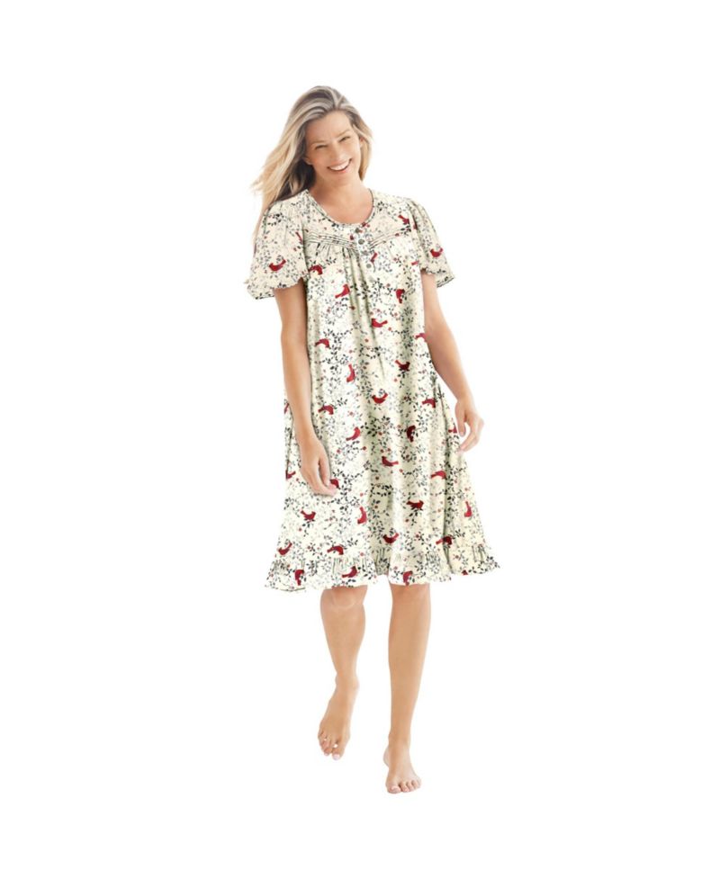 Plus Size Dreams and Co. Short Floral Print Cotton Gown