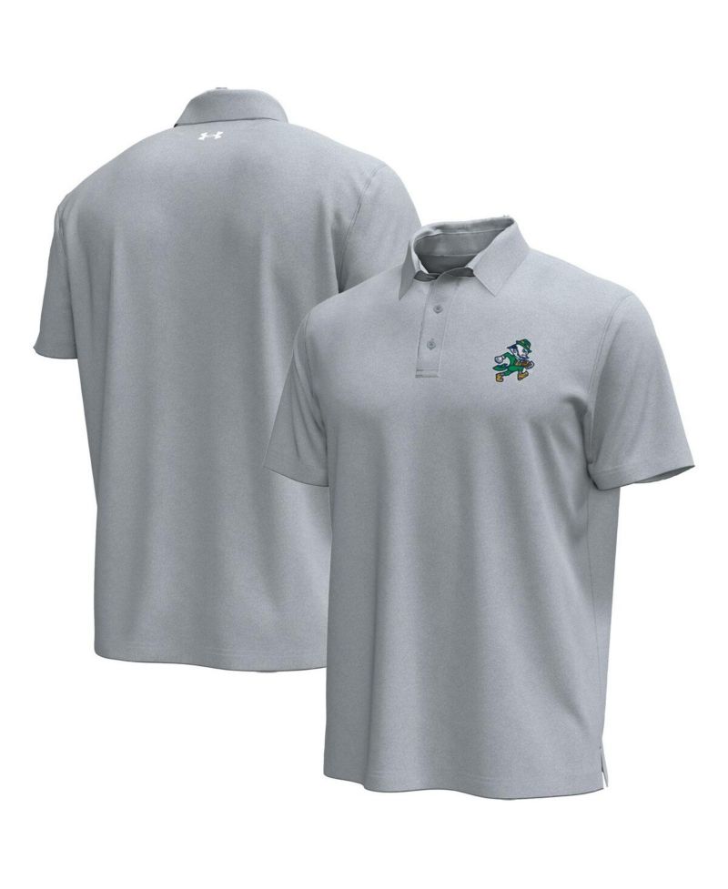 Men's Gray Notre Dame Fighting Irish Sporting Leprechaun Icon Polo Shirt