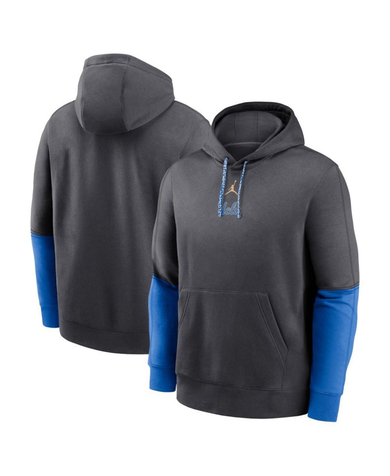 Men's Anthracite/Blue UCLA Bruins 2024 Sideline Club Pullover Hoodie