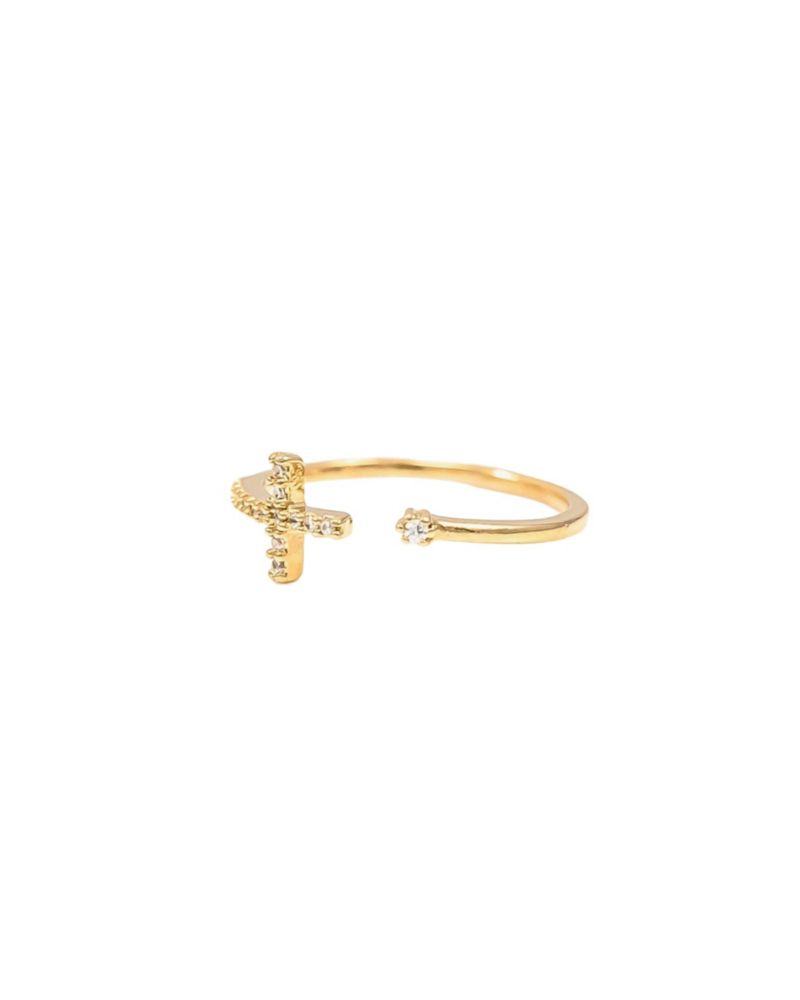 14k Gold Plated Cross Ring Faith Jewelry Dainty Trendy Everyday
