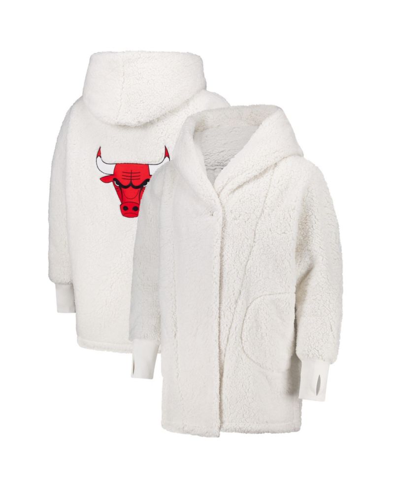 Men's and Women's The Best Lounger In The World Cream Chicago Bulls Oversized Open-Front Hoodie Sweater