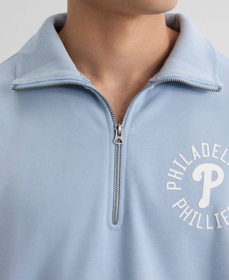Men's Philadelphia Phillies Iconic Sideline Terry Relaxed-Fit Quarter-Zip Sweatshirt