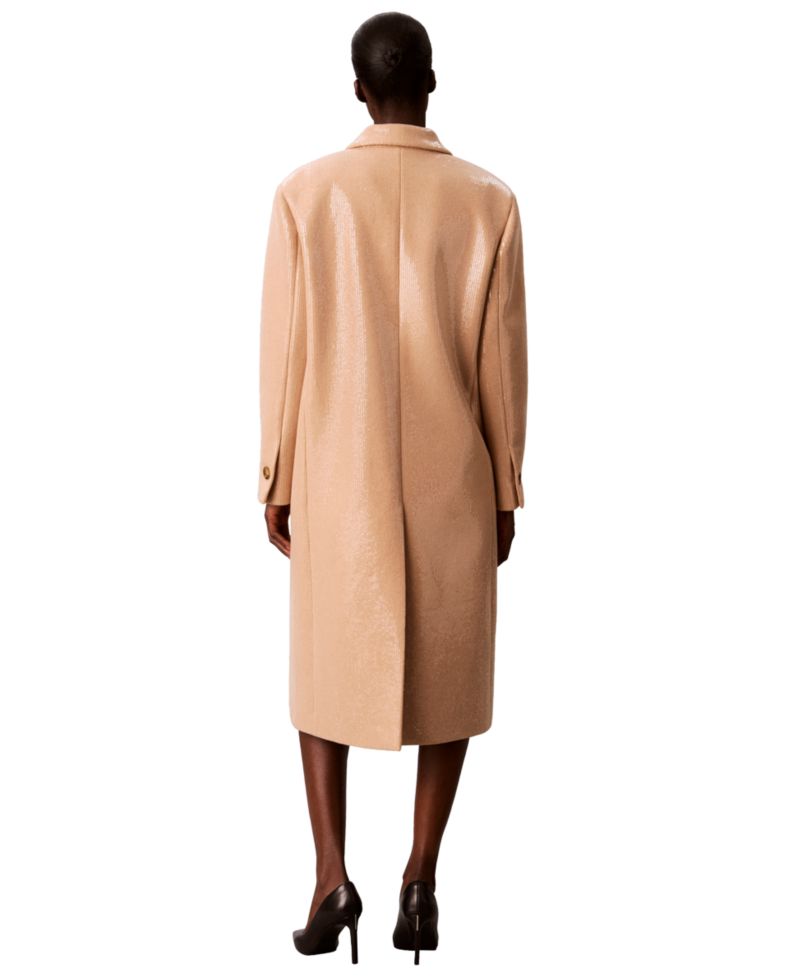 Petite Two-Button Sequined Overcoat
