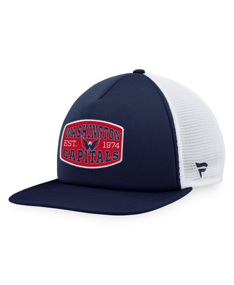 Men's Navy/White Washington Capitals Foam Front Patch Trucker Snapback Hat