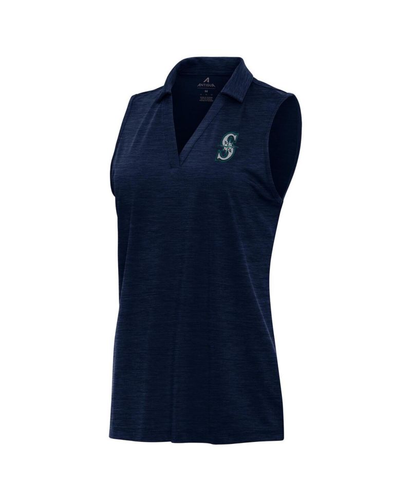 Women's Heather Navy Seattle Mariners Layout Sleeveless Polo Shirt