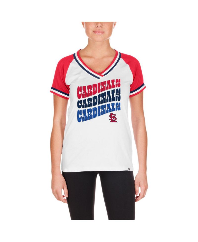 Men's White St. Louis Cardinals Jersey Double Binding Raglan V-Neck T-Shirt