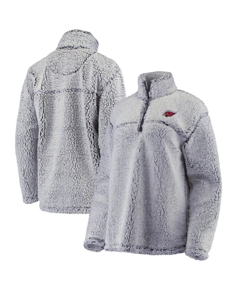 Women's Gray Arizona Cardinals Sherpa Quarter-Zip Pullover Jacket