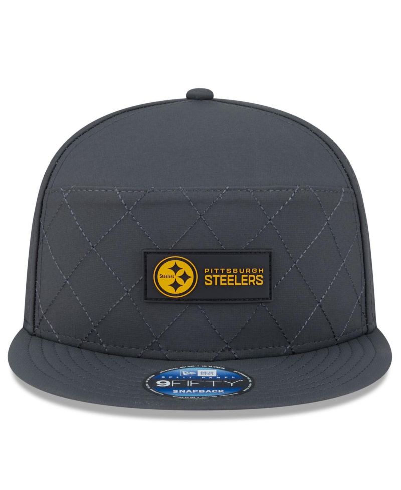 Men's Charcoal Pittsburgh Steelers 2025 Sideline Cold Weather Split Panel 9FIFTY Snapback Hat