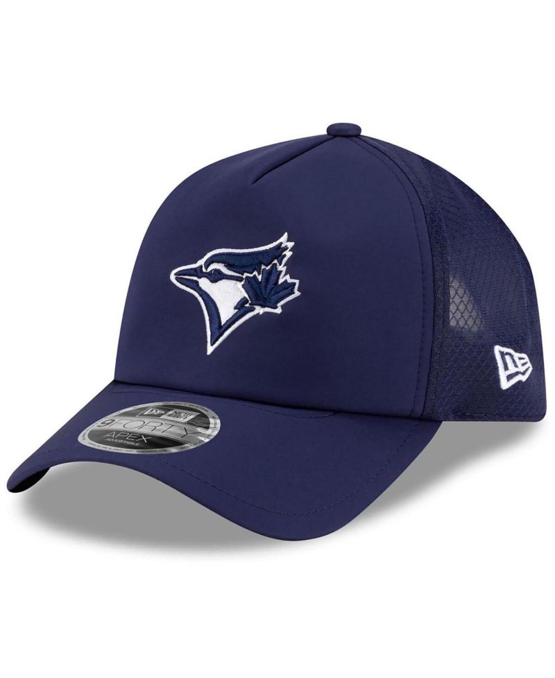 Men's Navy Toronto Blue Jays 2026 Batting Practice Apex 9FORTY Adjustable Trucker Hat